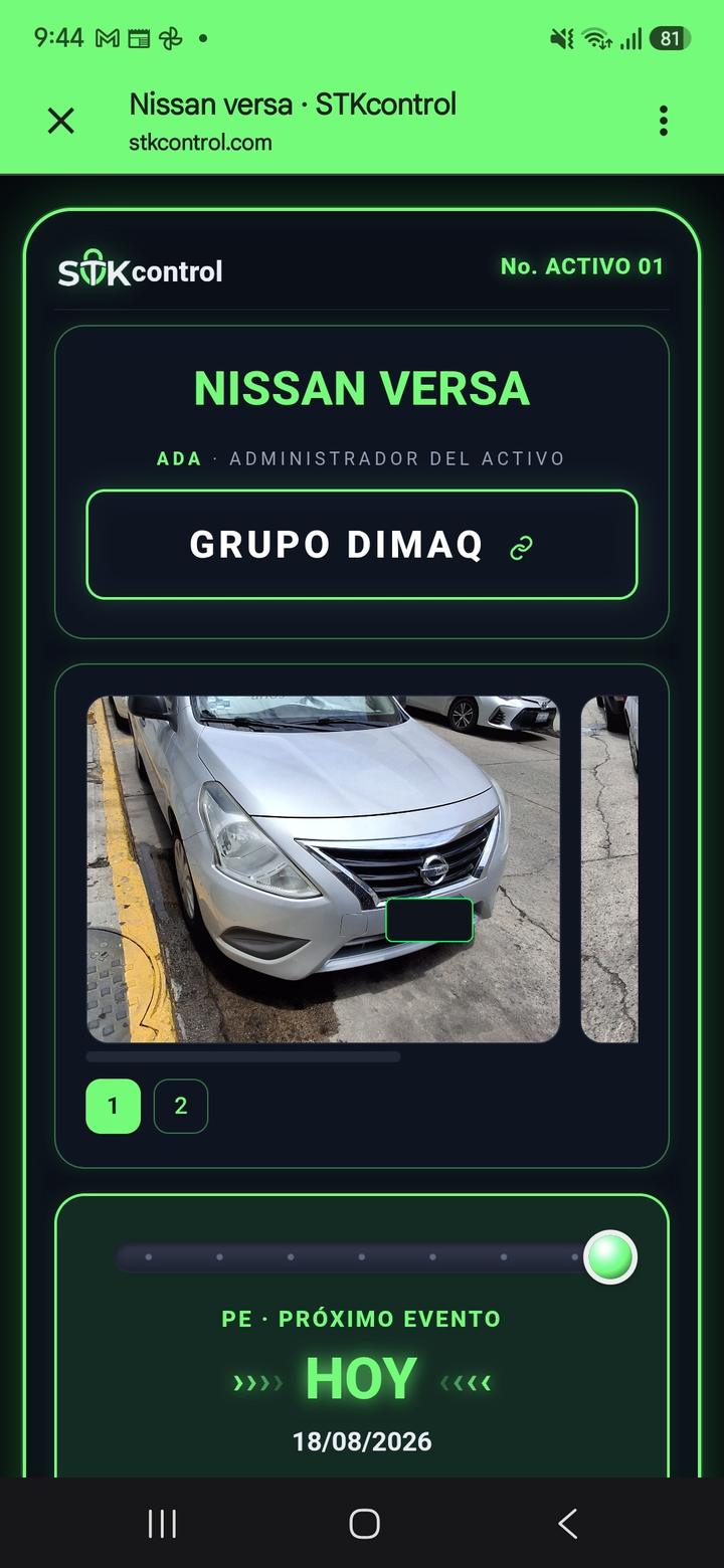 La tag pública terminada de un auto en STKcontrol